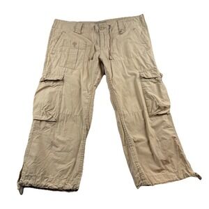 Steve & Barry's Cargo Capri Hiking Pants Beige Women's Size 8 Drawstring Cotton